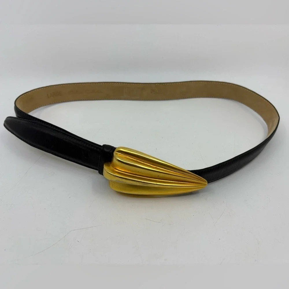 Vintage 1980's ROBERT LEE MORRIS Gold buckle belt size Large